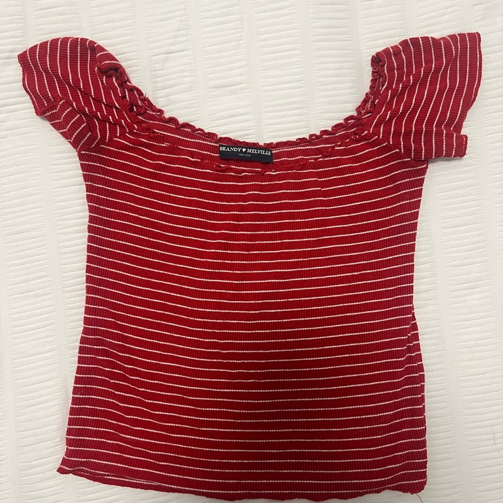 Brandy Melville Red Striped Crop Top